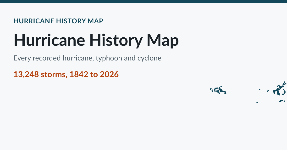 Northern Countries Map Hurricane History by US State | Hurricane History Map